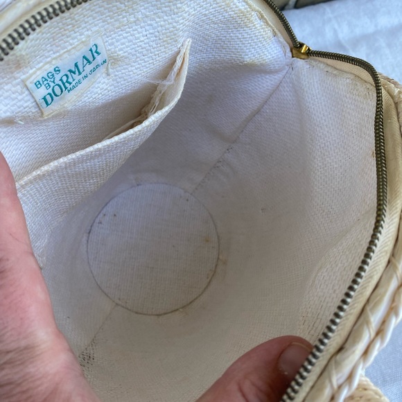 White Paper Woven Peach Sparkle Raffia Flowers Bags by Dormar, Made in Japan - Picture 8 of 10